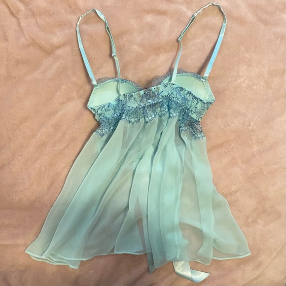 Victoria’s Secret Blue Lace Push Up Bra Bow Tie Babydoll Baby Doll - Picture 4 of 4